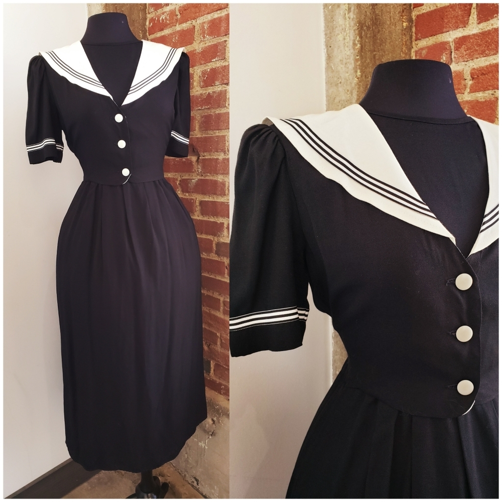 Vintage black and white sailor dress